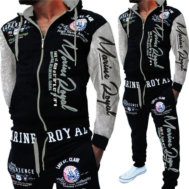 New Style Men&#39;s Fashion Two Piece Set Men Casual Sportswear Hoodies Sweatshirt&amp;Pants Sets Letter Printed Tracksuit Free Shipping