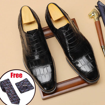 Men Genuine Cow Leather Brogue Wedding Business Mens Casual Flats Shoes  Black Vintage Oxford Shoes For Men's Shoes