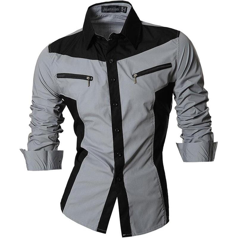 Jeansian Men Casual Dress Shirts Fashion Stylish Long Sleeve Slim