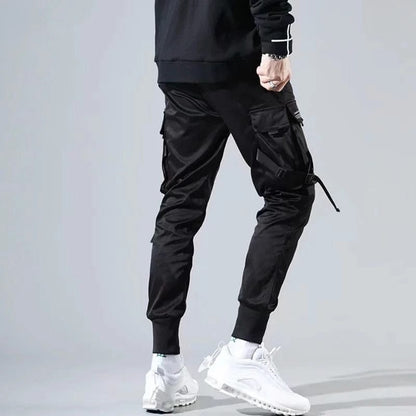 Ribbons Harem Joggers Men Cargo Pants Streetwear  Hip Hop Casual Pockets Track Pants Male Harajuku Fashion Trousers