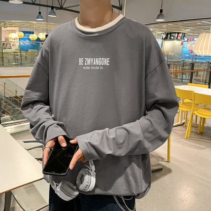 LAPPSTER Men Graphic Letter T Shirt Long Sleeve  Autumn Mens Harajuku Streetwear Kpop Tshirts Colorful Tops Tees Plus Size