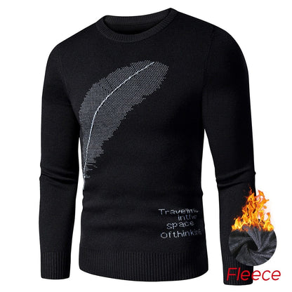 Men  Autumn New Casual Classic Embroidery Thick Sweater Pullovers Men Winter Fleece Fashion Warm Vintage Outfit Sweaters Men
