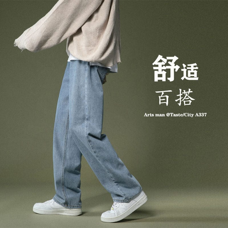 Blugi coreeni cu picioare largi, moda pentru bărbați, blugi casual retro, îmbrăcăminte de stradă, toamnă, pantaloni largi hip-hop, drepți, bărbați M-2XL