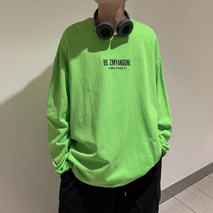 LAPPSTER Men Graphic Letter T Shirt Long Sleeve  Autumn Mens Harajuku Streetwear Kpop Tshirts Colorful Tops Tees Plus Size