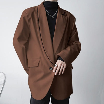 INCERUN Fashion Men Casual Blazer  Lapel Long Sleeve Streetwear Elegant Suits Men One Button Solid Color Thin Jackets 5XL 7