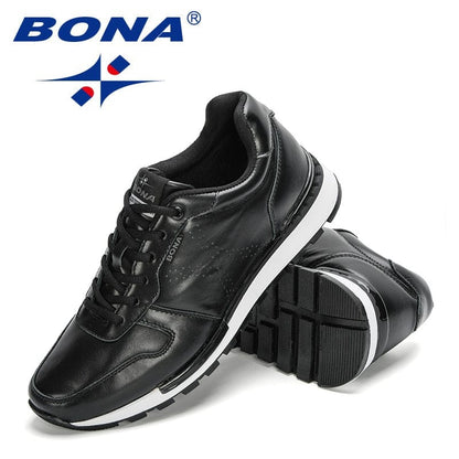 BONA  New Designers Popular Men Sneakers Lace-up Full Grain Leather Men Casual Shoes Fashion Men Shoes Leisure Footwear