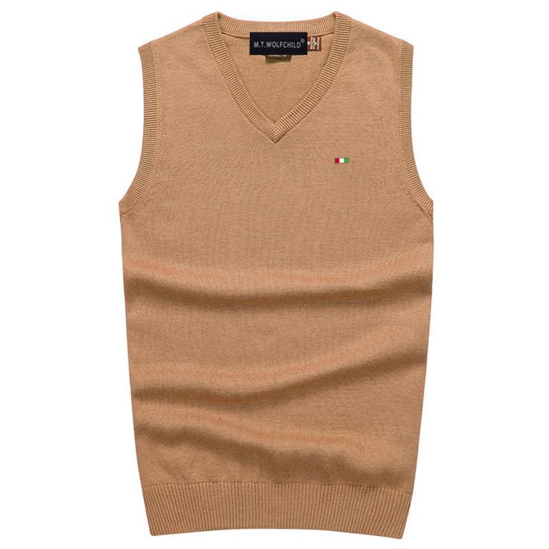 Good Quality Spring Autumn Men&#39;s Vest Sleeveless Sweaters Pullovers 100% Cotton Casual Knitted Vest Fashion Knitted Male Tops