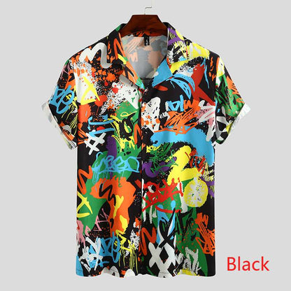 Summer Men Printed Shirt Short Sleeve Turn-down Collar Streetwear Chic Loose Mens Hawaiian Shirts  Vacation Camisa INCERUN