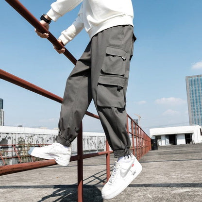 New Men's Big Pocket Cargo Harem Pants Casual Trousers Male Hip Hop Men Jogger Sweatpants Fashion Streetwear Pants Oversized