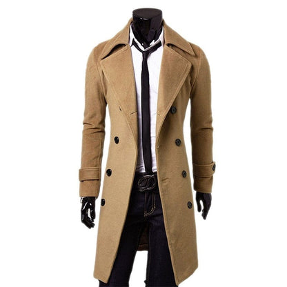 Fashion Brand Autumn Jacket Long Trench Coat Men's High Quality Self-cultivation Solid Color Men's Coat Double-breasted Jacket