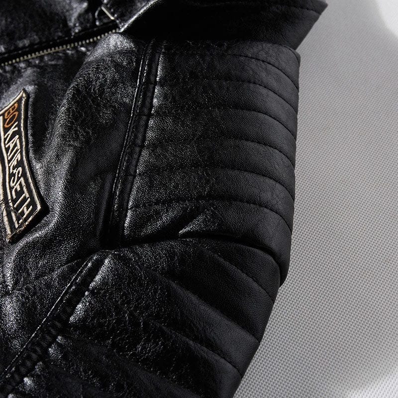 PU Leather Jacket Men Winter Fleece Warm Faux Leather Jackets Male Casual Stand Collar Motorcycle Windbreaker Military Mens Coat