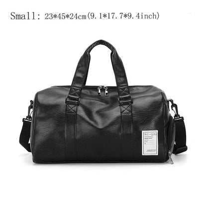 Unisex Leather Luggage Bag With Shoes Travel Clothes Storage Bags Zipp