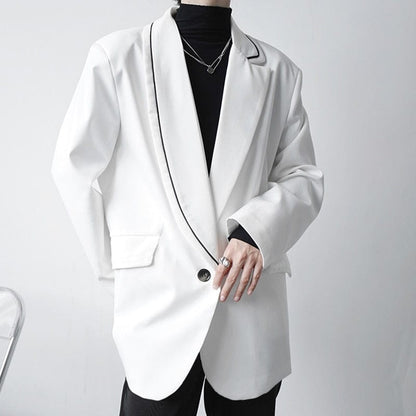 INCERUN Fashion Men Casual Blazer  Lapel Long Sleeve Streetwear Elegant Suits Men One Button Solid Color Thin Jackets 5XL 7