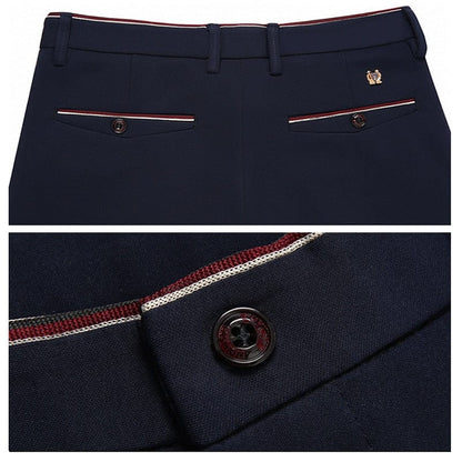 Suit Pants Fashion Elegant Mens Dress Pants Solid Color Straight Long Trousers Men's Slim Fit Formal Trousers Black
