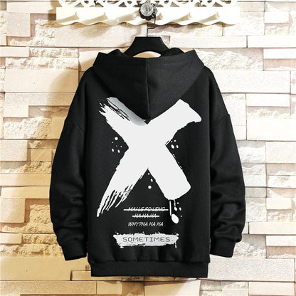 Japan Style Casual O-Neck  Spring Autumn Print Hoodie Sweatshirt Men'S Thick Fleece Hip Hop High Streetwear Clothes