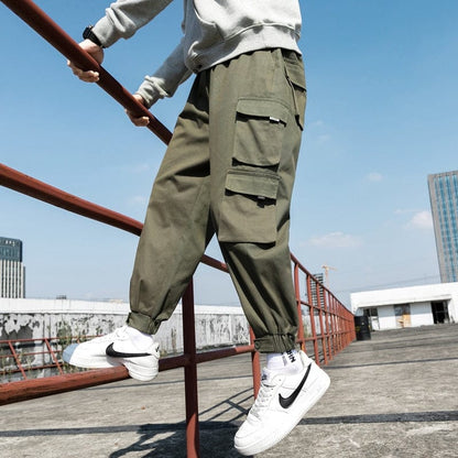 New Men's Big Pocket Cargo Harem Pants Casual Trousers Male Hip Hop Men Jogger Sweatpants Fashion Streetwear Pants Oversized