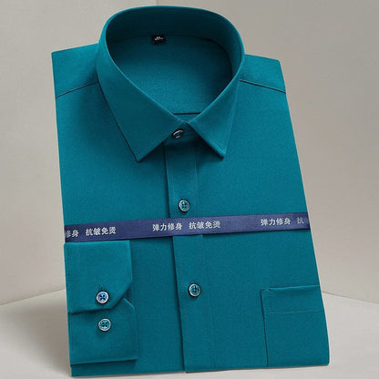 Men Shirts Long Sleeve  Purple Formal shirts For Men Slim Fit Business Stretch Anti-wrinkle Professional Tooling Male Blouse