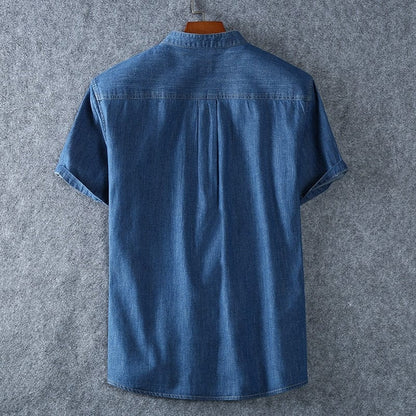 Plus Size L-5XL 6XL 7XL 8XL 100% Denim COTTON Shirt For Men's Short Sleeves  Summer Style Fashion Casual Clothing
