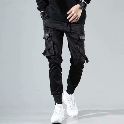 Ribbons Men Jogger Sweatpants Men's Cargo Pants Streetwear Hip Hop Casual Black Harem Pants Male Harajuku Fashion Trousers