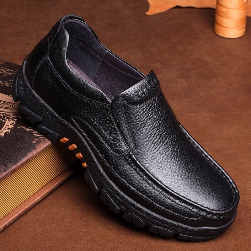 Business Genuine Leather Men Shoes Slip On Loafers Casual Leather Shoes Comfortable Quality Flats Men Shoes Winter Moccasins