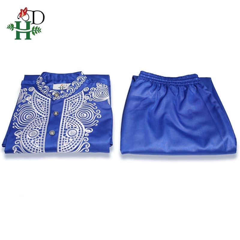 H&amp;D Dashiki Pantaloni de sus pentru bărbați Set de ținute 2 bucăți Haine pentru bărbați africani 2022 Îmbrăcăminte africană bogată pentru bărbați Cămașă Dashiki cu pantaloni