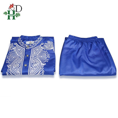 H&amp;D Dashiki Mens Top Pant 2 Pieces Outfit Set African Men Clothes  Riche African Clothing For Men Dashiki Shirt With Trouser