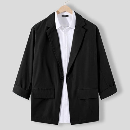 INCERUN Fashion Men Blazer Streetwear Solid Color Lapel 3/4 Sleeve One Button Leisure Suits Men  Casual Thin Jackets S-5XL