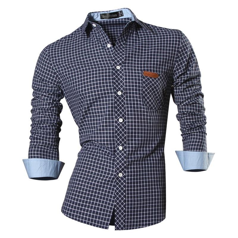 Jeansian Men Casual Dress Shirts Fashion Stylish Long Sleeve Slim