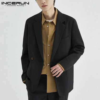 INCERUN Men Blazer Suit Shirt Coats Long Sleeve Casual Wear Fashoable Garment Top  Coat Suit Patch Pocket Suit Jackets S-5XL