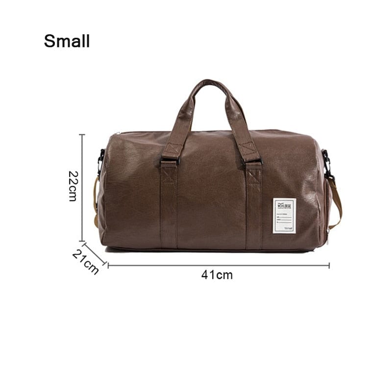 Big Capacity Leather Travel Bag Waterproof Fitness Duffle Bag with Shoes Pocket Sports Weekend Luggage Bag Women Men Handbag