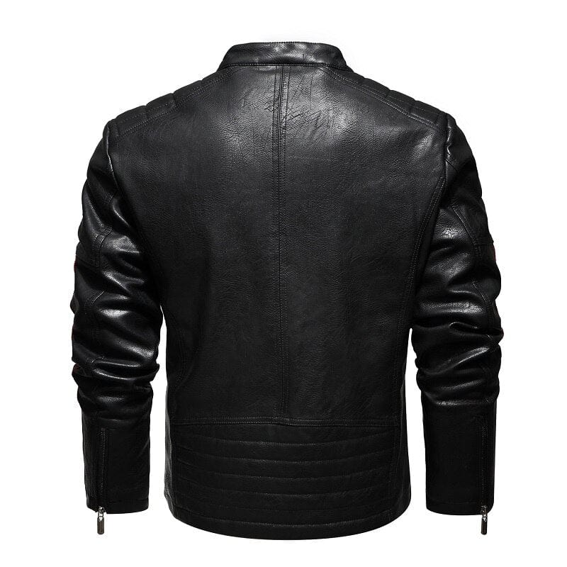 Mens Motorcycle Jacket  Autumn Winter Men New Faux PU Leather Jackets Casual Embroidery Biker Coat Zipper Fleece Male Jacket