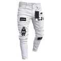 New Men's Slim-Fit Ripped Jeans Men's Painted Jeans Patch Beggar Pants Jumbo Men's Hip Hop Pants Size S-4XL