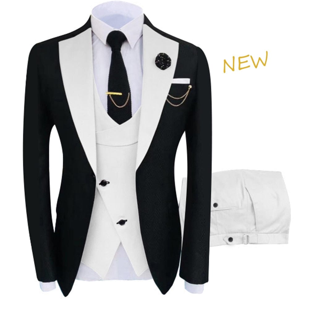 Costumul nou Homme Îmbrăcăminte populară Costum pentru bărbați Scenă de petrecere de lux Costum pentru bărbați Tuxedo Regular Fit 3 bucăți Set jachetă+pantaloni+vestă