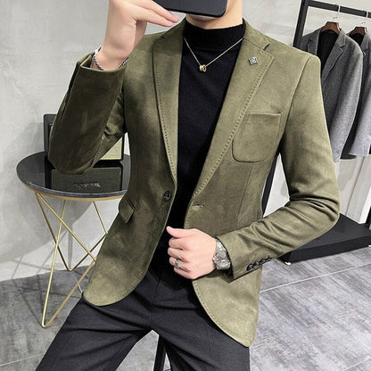 Fashion England Style Autumn Winter Thick Men's Velvet Suit Jacket / Male High Quality  New Plus Size Blazers Coat