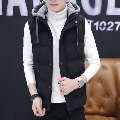 New Korean Men'S Trend Autumn Winter Down Cotton Campshoulder Casual Sleeveless Jacket Coat Boys' Youth Vest