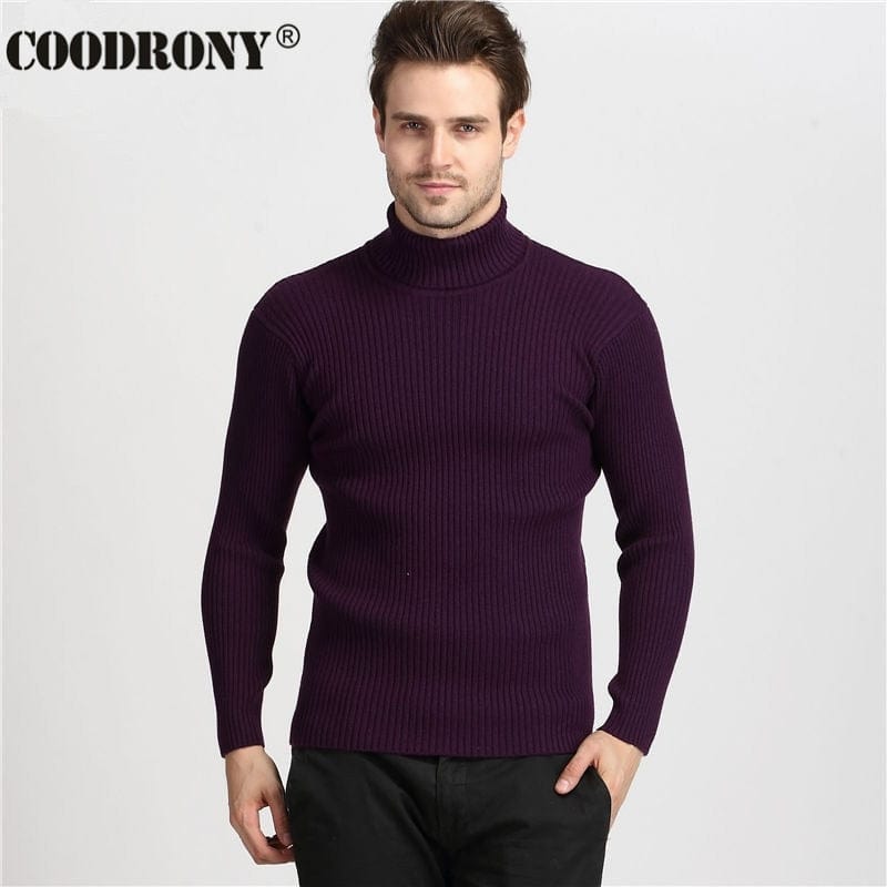 COODRONY Pulover de iarnă gros și cald din cașmir Bărbați cu gât țesut Pulovere pentru bărbați Pulover slim Fit Bărbați Tricoturi clasice de lână Pull Homme