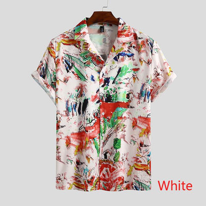 Summer Men Printed Shirt Short Sleeve Turn-down Collar Streetwear Chic Loose Mens Hawaiian Shirts  Vacation Camisa INCERUN