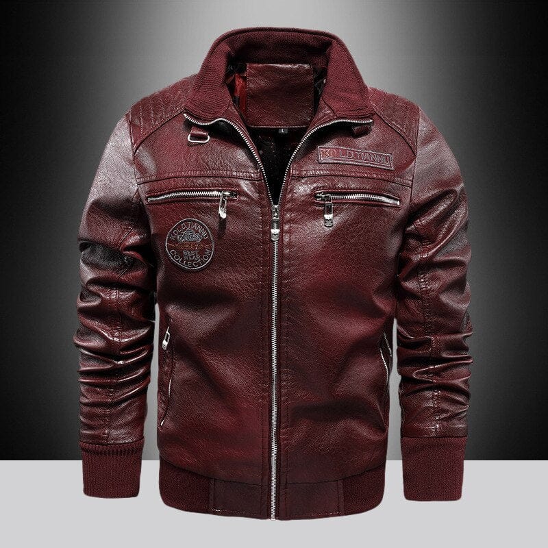 PU Leather Jacket Men Winter Fleece Warm Faux Leather Jackets Male Casual Stand Collar Motorcycle Windbreaker Military Mens Coat