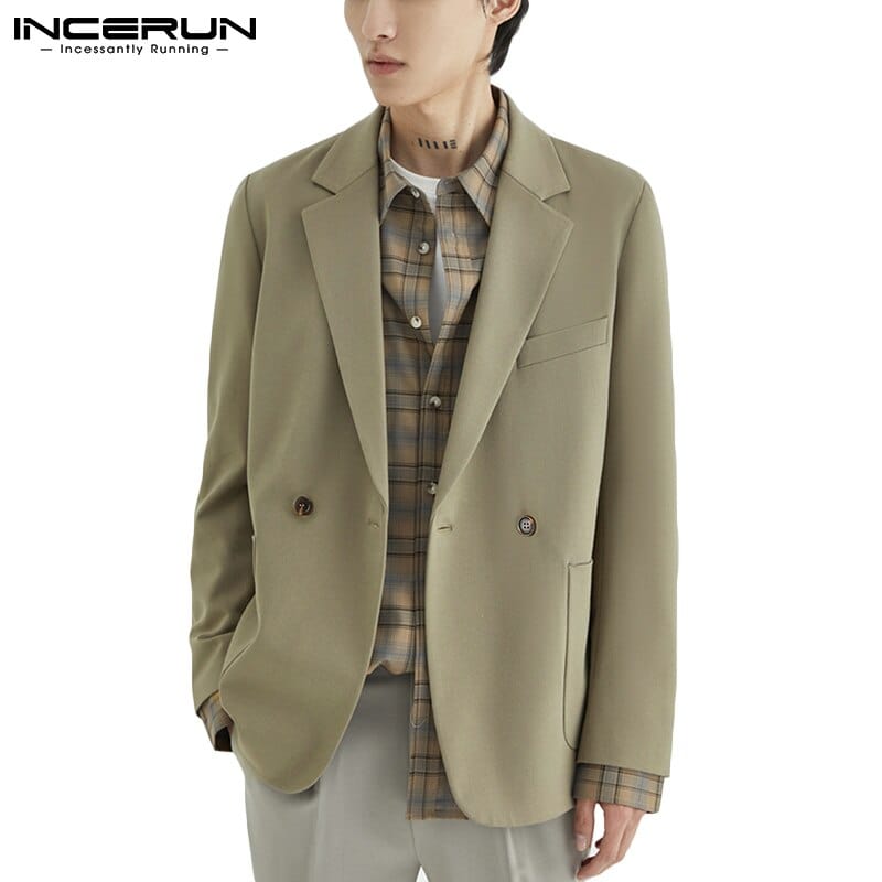INCERUN Men Blazer Suit Shirt Coats Long Sleeve Casual Wear Fashoable Garment Top  Coat Suit Patch Pocket Suit Jackets S-5XL