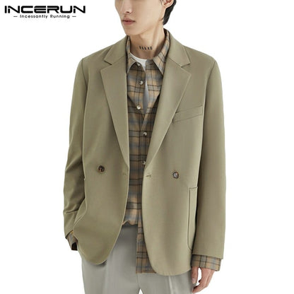 INCERUN Men Blazer Suit Shirt Coats Long Sleeve Casual Wear Fashoable Garment Top  Coat Suit Patch Pocket Suit Jackets S-5XL
