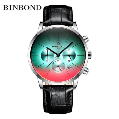 New Top Luxury Fashion Brand  Watch Men Color Bright Glass Chronograph Men's Stainless Steel Business Clock Men Wrist Watch