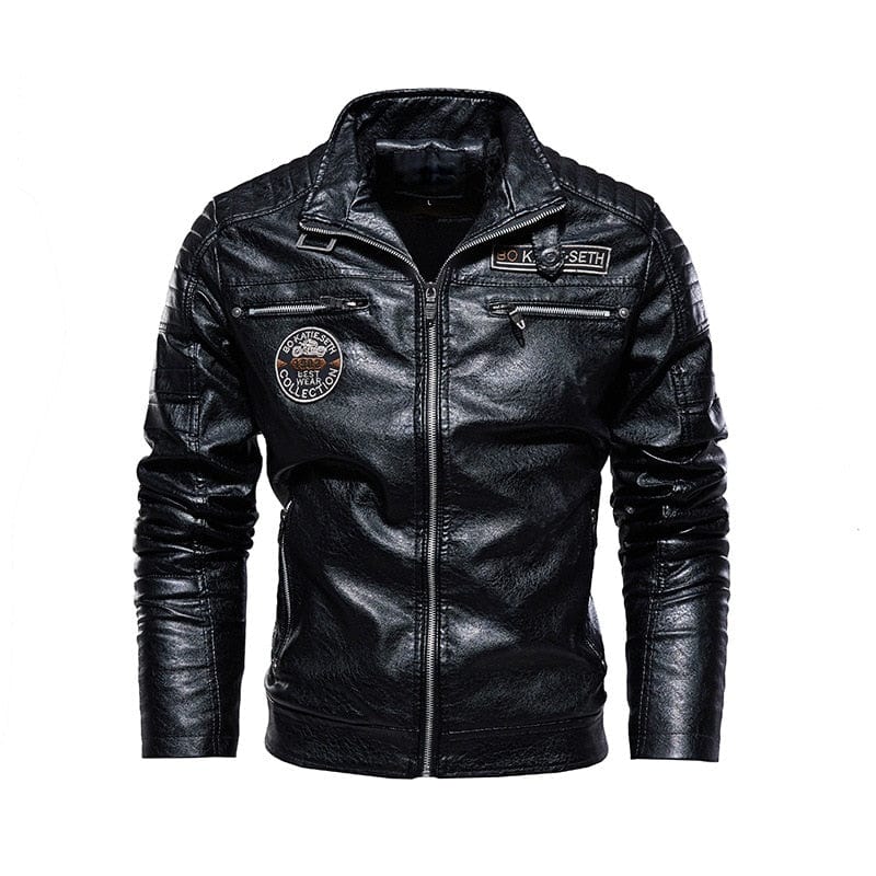 PU Leather Jacket Men Winter Fleece Warm Faux Leather Jackets Male Casual Stand Collar Motorcycle Windbreaker Military Mens Coat