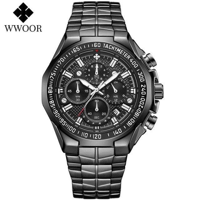 WWOOR Watch For Men Top Brand Luxury Classic Sport Quartz Watches Men Steel Waterproof Chronograph Wristwatch Relogio Masculino