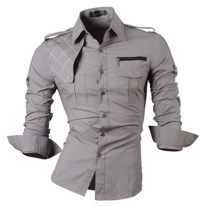 Jeansian Men Casual Dress Shirts Fashion Stylish Long Sleeve Slim