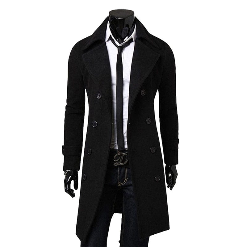 Fashion Brand Autumn Jacket Long Trench Coat Men&#39;s High Quality Self-cultivation Solid Color Men&#39;s Coat Double-breasted Jacket