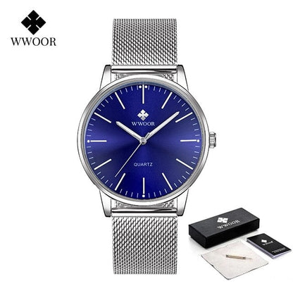 WWOOR Men Gold Watches  Luxury Brand Men Fashion Quartz Golden Clock Male Simple Sports Waterproof Wrist Watch Zegarek Meski