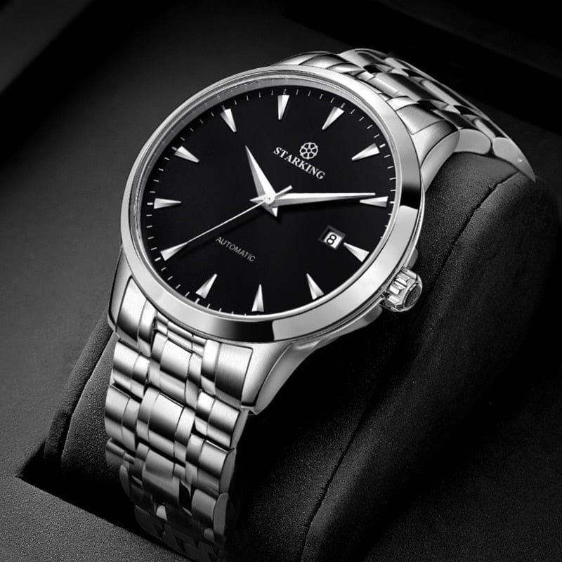STARKING Business Men Watch 40mm Men&#39;s Mechanical Watch Simple Sapphire AM0184 2022 Calendar Ultra Thin Mechanical Watch 5Bar