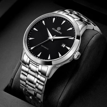 STARKING Business Men Watch 40mm Men's Mechanical Watch Simple Sapphire AM0184  Calendar Ultra Thin Mechanical Watch 5Bar
