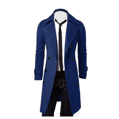 Fashion Brand Autumn Jacket Long Trench Coat Men's High Quality Self-cultivation Solid Color Men's Coat Double-breasted Jacket
