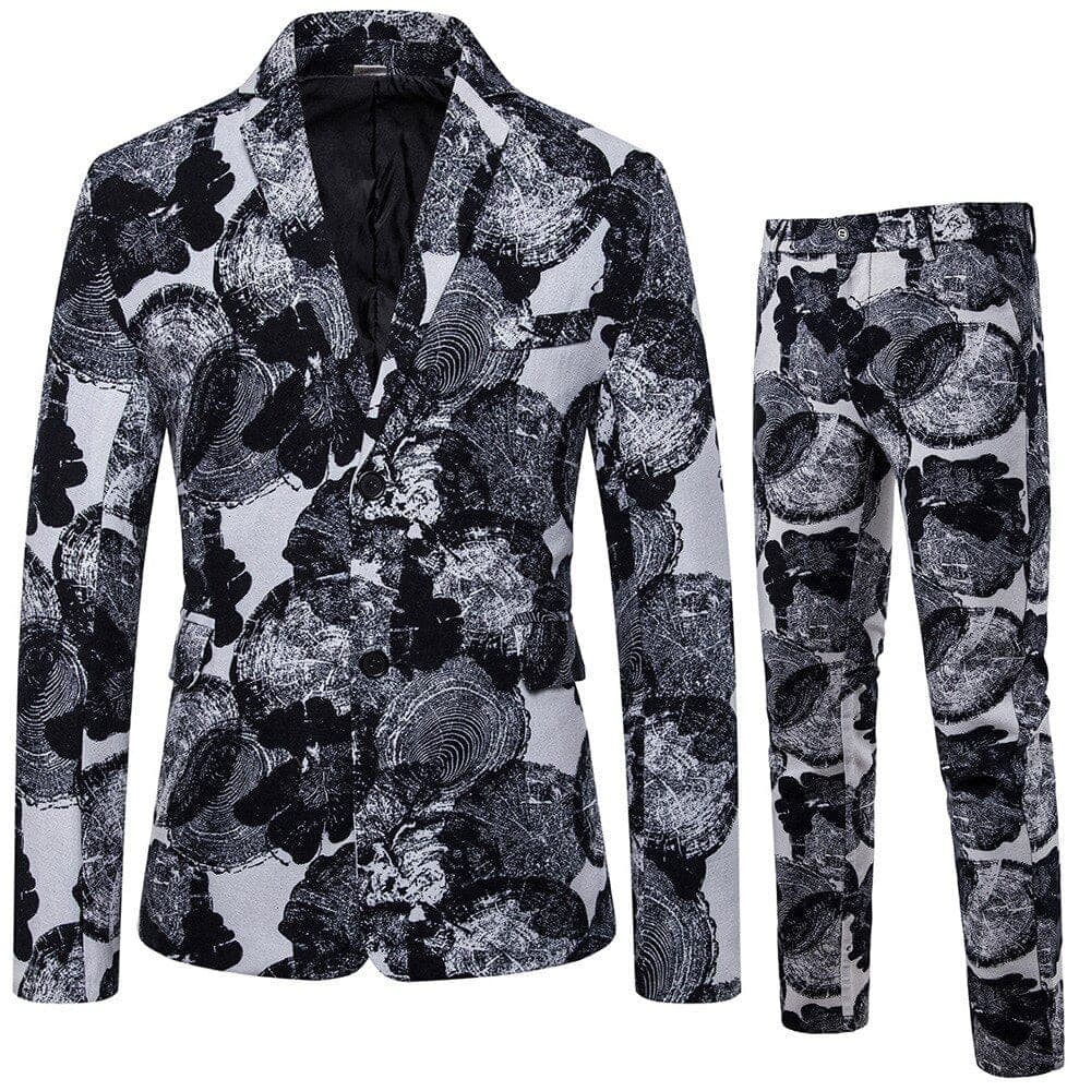 New Men's Fashion Suit Two-piece Casual Blazers 3D Floral Print Fashion Men Blazer Mens Suits with Pants Party Stage Bar
